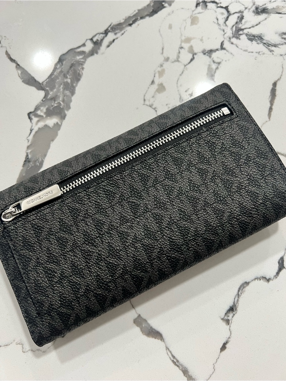 Michael Kors Black Signature Continental Wallet with Silver Logo - Picture 3 of 3